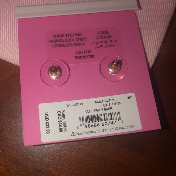NWT Kate spade square earring multi color gold mount - Picture 5 of 5